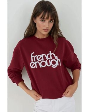 Hiccup Printed Crew Neck Long Sleeve Raised Sweatshirt - Red