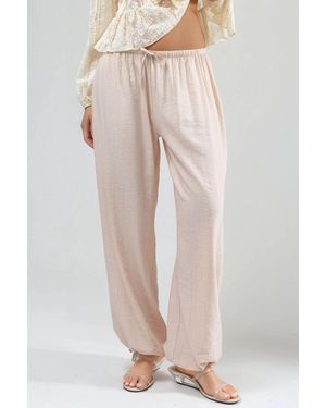 Busem Elastic Waist Trousers With Tie Detail - Natural