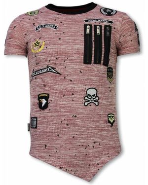 Local Fanatic Longfit Asymmetric Embroidery T-Shirt Patches - Paars