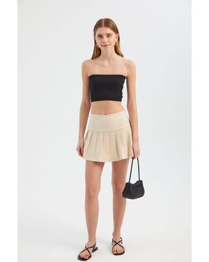 Hiccup High Waist Pleated Mini Skirt - White