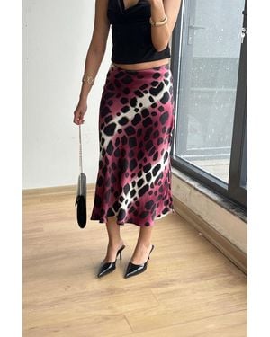 MixRay Leopard Midi Skirt - Black