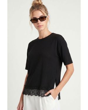 Happiness İstanbul Oversized Lace Knit Blouse - Black