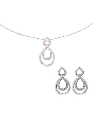 Orphelia 'Amber' 925 Sterling Set: Chain-Pendant + Earrings - White