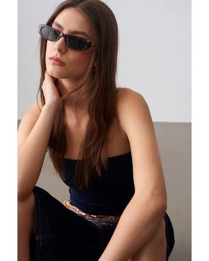 Dilvin Strapless Bodycon Bandeau Blouse - Zwart