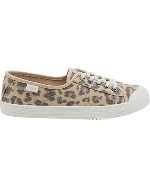 Rocket Dog Lage Canvas Sneakers Met Luipaardprint Voor (Tan) - Wit