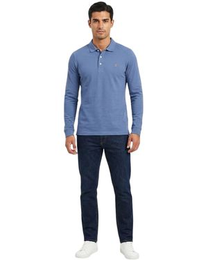 Farah Herenpolo Met Lange Mouwen En Katoenmix (Paradijs) - Blauw