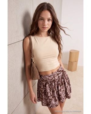 Trendyol Mi̇Lla Meerkleurig Paisley Kort Mini Skater Rokken - Bruin