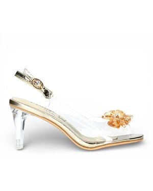 Laura Vita Mira 01 Clear Golden Slip-On Cinderella Heel Sandals - Metallic