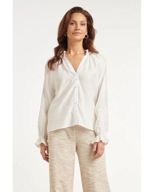Smashed Lemon Blouse Van Luchtige Stof Met Borduurdetails - Wit