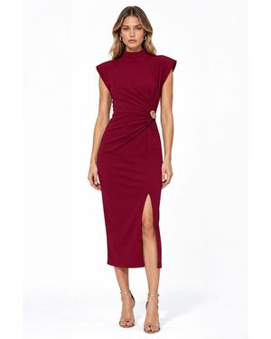 Busem Half Turtleneck Midi Dress - Red