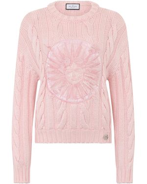 Philipp Plein Round Neck Pullover Sun Tattoo - Roze
