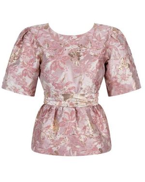 Aaiko Blouse Lange Mouw Georgie Jacquard - Roze