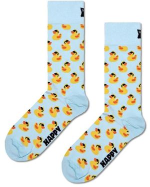 Happy Socks Duck – Gele Sokken – Vrolijk & Comfortabel - Blauw