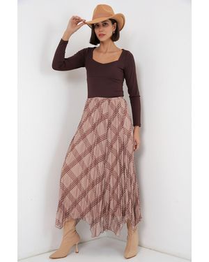 Bigdart Asymmetrical Patterned Maxi Skirt - Natural