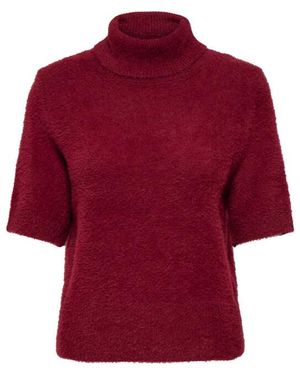 ONLY Onlpiumo Ss Highneck Knt Cabernet - Rood
