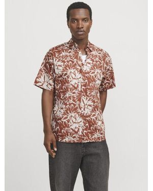 Jack & Jones Jorjoshua Split Aop Shirt Ss Ln - Bruin