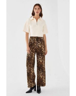 Hiccup Knitted Zipper Collar Top - Natural