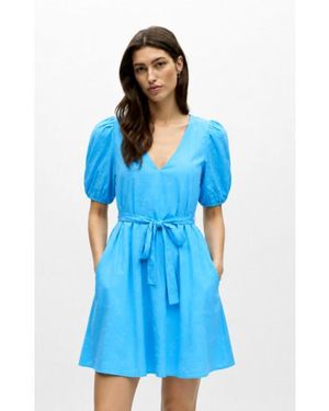 Object Objhelia S/S Re V-Neck Short Dress - Blauw