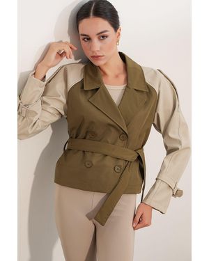 Bigdart Short Belted Trench Coat - Brown