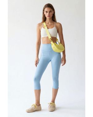MixRay Hoge Taille Capri Leggings Met Splits - Blauw