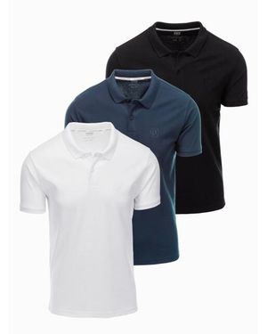 Ombre Italian Style Poloshirts Zwart Wit 3 Stuks - Blauw