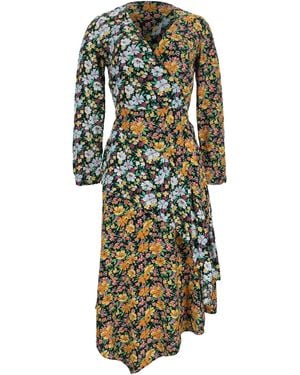 Maje Roen Asymmetrische Midi-Wikkeljurk Van Veelkleurige Viscose - Groen