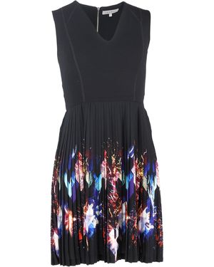 Sandro Paris Bedrukte Geplooide Mini-Jurk Van Veelkleurige Viscose - Blauw