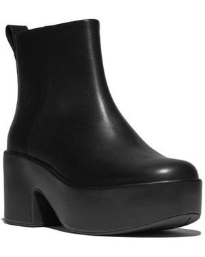 Fitflop Platfforms Leather Heeled Ankle Boots - Zwart