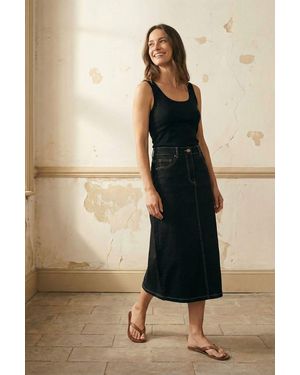 My Fashion High Waist A-Line Midi Skirt With Pockets - Natural