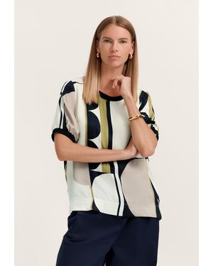 Bugatti Damen Blouse Met Korte Mouwen En Grafische Print Van 100% Viscose - Naturel