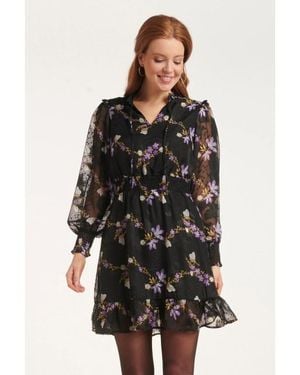 Smashed Lemon 24502 E Chiffon Korte Jurk - Zwart