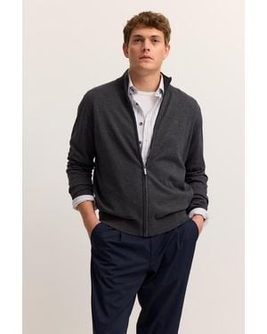 Bugatti Herren Katoenen Vest Met Opstaande Kraag - Blauw