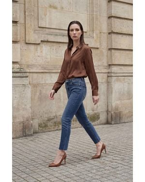 My Fashion High Waist Skinny Leg Denim Trousers - Natural