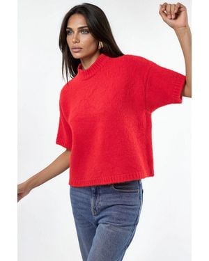 Hiccup Relaxed Fit Ronde Hals Trui - Rood