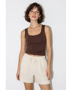 Bianco Lucci High-Waist Wide-Leg Cotton Shorts - Multicolour