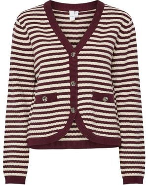 Y.A.S Y.A.Yasmigo Ls Knit Cardigan Port Royale/Birch - Paars