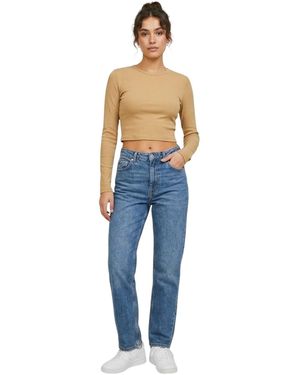 JJXX Feline Slim T-Shirt Met Lange Mouwen En Cropped Pasvorm Voor (Wierook) - Blauw