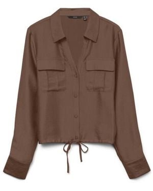 Vero Moda Vmtoma Ls Tie Shirt Wvn Lcs - Bruin
