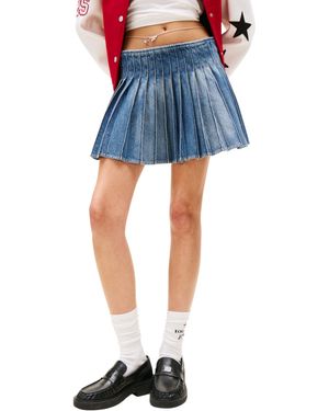 Tommy Hilfiger Pleated Denim Mini Skirt - Blue