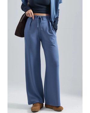 Hiccup Modal Touch Pleated Palazzo Trousers - Blue