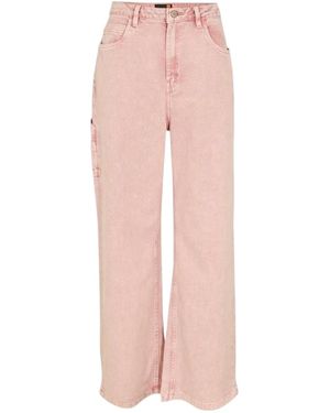 Timberland Cargo-Jeans Voor Met Hoge Taille, Wijde Pijpen En Een Gewassen Look (Perzik Roze)