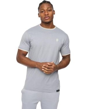 Crosshatch T-Shirt Van Preece Met Contrasterende Strepen (Staalblauw) - Grijs
