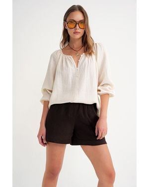 MixRay Buttoned Muslin Blouse - White