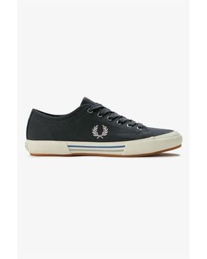 Fred Perry B708 Vintage Tennis Canvas Sneakers Ankergrijs - Zwart