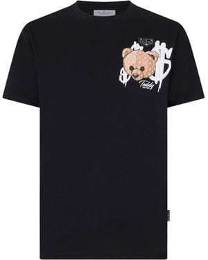 Philipp Plein T-Shirt Met Ronde Hals En Korte Mouwen Teddy - Zwart