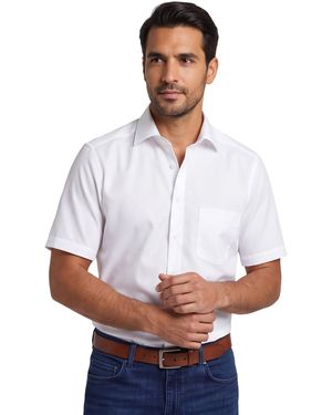 Olymp Overhemd Korte Mouw Luxor Modern Fit Effen Katoen Normale Fit - Wit