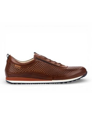 Pikolinos Leather Elastic Slip-On Trainer Trainers Shoes - Brown