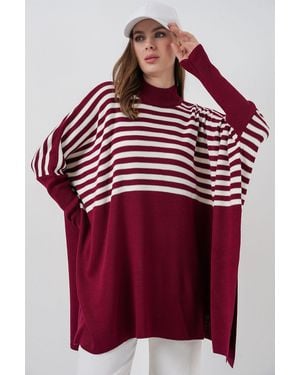 Bigdart Slit Detailed Half Turtleneck Loose Jumper - Red