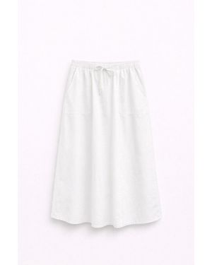 MixRay High-Waisted Poplin Skirt With Drawstring Detail - White
