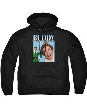 Elf Kersthoodie Voor Volwassenen Met 'Homage Buddy'-Opdruk - Zwart